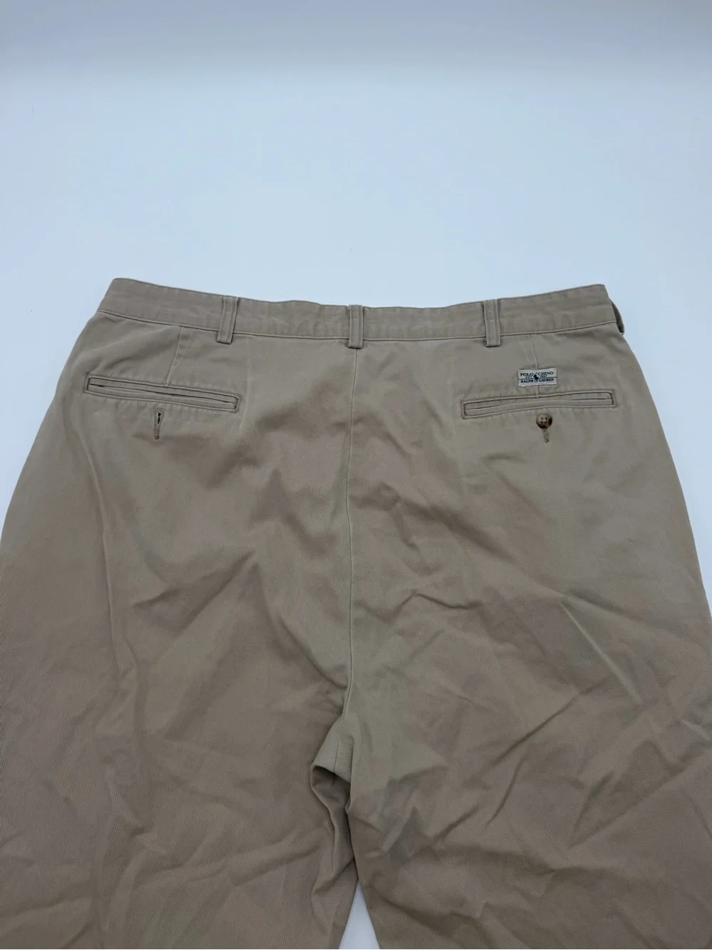 Vintage Polo Ralph Lauren Chino Pants Mens 38x34 Khaki Pleated Classic Fit